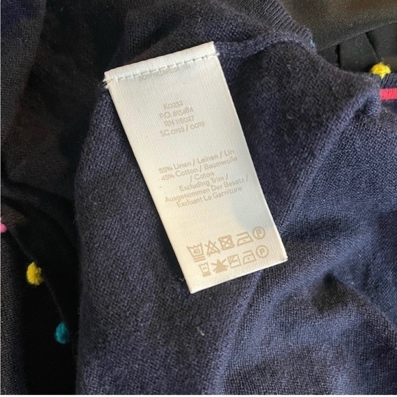 Boden Livia Sweater Jumper Size M Medium Navy Blue Vneck Pom Pom Trim - Picture 7 of 8